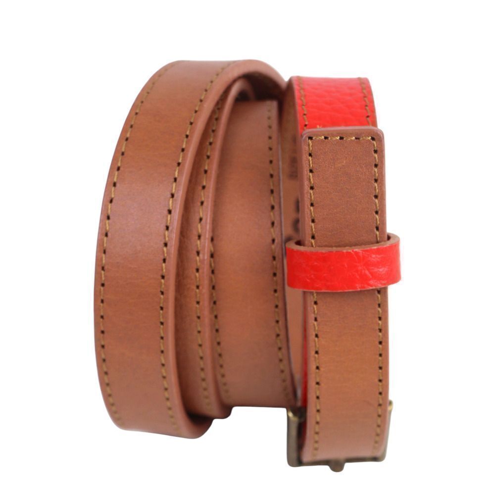 Gap BROWN RED GENUINE LEATHER 3/4"Wd DRESS CASUAL CLASSIC WOMEN'S BELT Sz L (B49